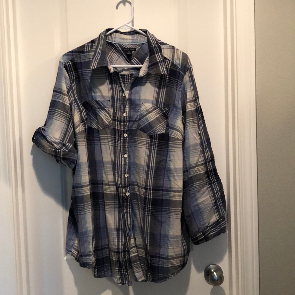 Blue plaid shirt